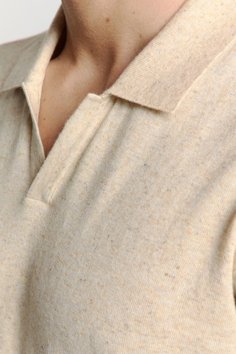 NO-EXCESS pullover short sleeve polo v melang